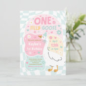 Invitation One Silly Goose 1st Birthday Party Spring Birthday (Debout devant)