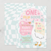Invitation One Silly Goose 1st Birthday Party Spring Birthday (Devant / Derrière)
