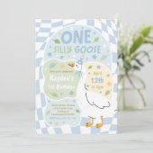 Invitation One Silly Goose 1st Birthday Party Spring Birthday (Debout devant)