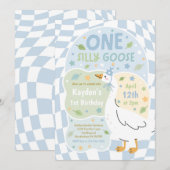 Invitation One Silly Goose 1st Birthday Party Spring Birthday (Devant / Derrière)