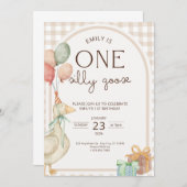 Invitation One Silly Goose Birthday Invite Gender Neutral (Devant / Derrière)