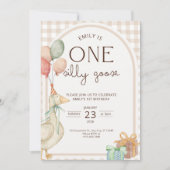 Invitation One Silly Goose Birthday Invite Gender Neutral  (Devant)