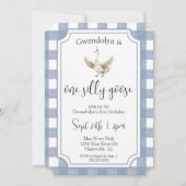 Invitation "One Silly Goose" Bleu mignon Première fête d'anni (Devant)