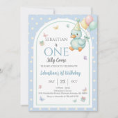 Invitation One Silly Goose Blue Boy 1st Birthday (Devant)