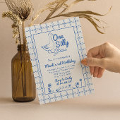 Invitation One Silly Goose Blue Drawn 1st Boy Birthday 