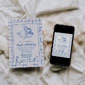 Invitation One Silly Goose Blue Drawn 1st Boy Birthday 