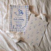 Invitation One Silly Goose Blue Drawn 1st Boy Birthday 