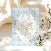 Invitation One Silly Goose Blue Gingham Photo 1st Birthday