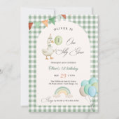 Invitation One Silly Goose Boy 1st Birthday Green (Devant)