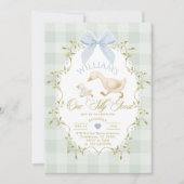 Invitation One Silly Goose Boy Gingham 1st Birthday (Devant)