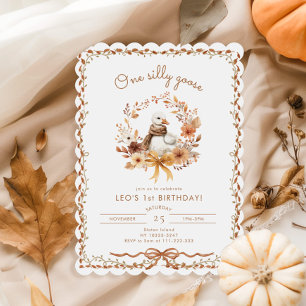 Invitation One Silly Goose Fall Sexe neutre 1er anniversaire