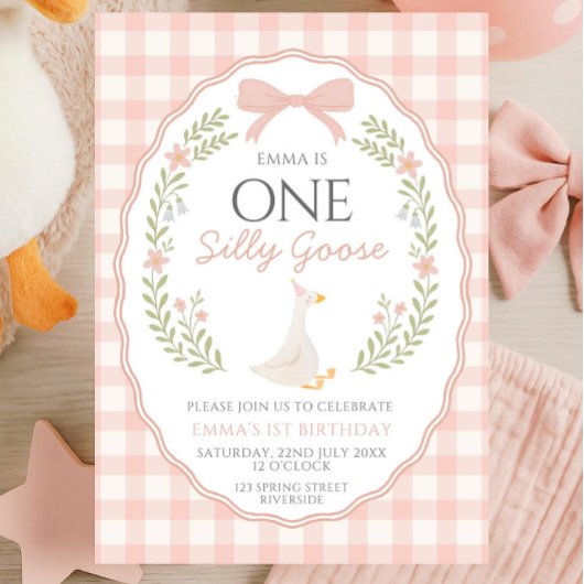 Invitation One Silly Goose First Birthday Invitation, Editabl