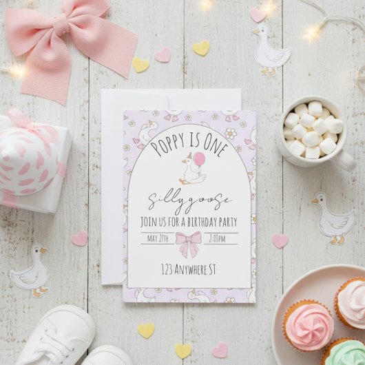 Invitation one silly goose first birthday invite