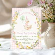 One Silly Goose Floral Pink Girl Birthday