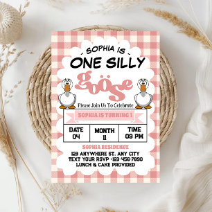 Invitation One Silly Goose Funny Mignonne Girl 1er Anniversai