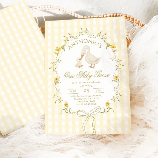 Invitation One Silly Goose Gender neutral  1st Birthday