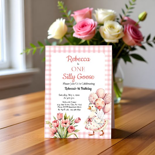 Invitation One Silly Goose Girl's First Birthday
