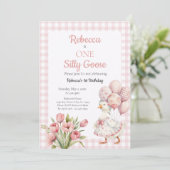 Invitation One Silly Goose Girl's First Birthday (Debout devant)