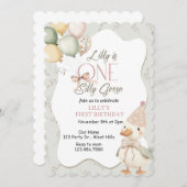 Invitation One Silly Goose, Goose, ONE, First Birthday, Goose (Devant / Derrière)
