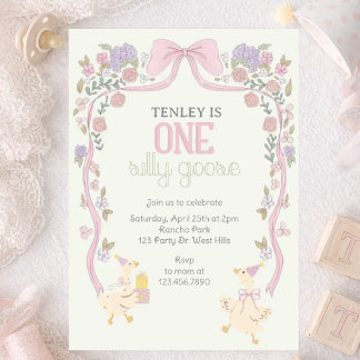 Invitation One Silly Goose, Goose Party, First Birthday 