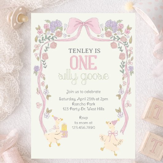 Invitation One Silly Goose, Goose Party, First Birthday 