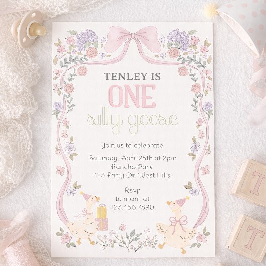 Invitation One Silly Goose, Goose Party, First Birthday