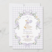 Invitation One Silly Goose Lilac Purple Bow 1st Birthday (Devant)