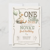 Invitation One Silly Goose Personnalisée 1ère fête d'annivers (Devant)