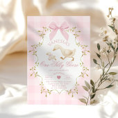 Invitation One Silly Goose Pink Bow Girl 1st Birthday
