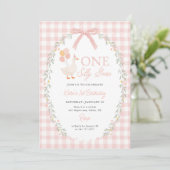 Invitation One Silly Goose Pink Gingham Girl 1st Birthday (Debout devant)
