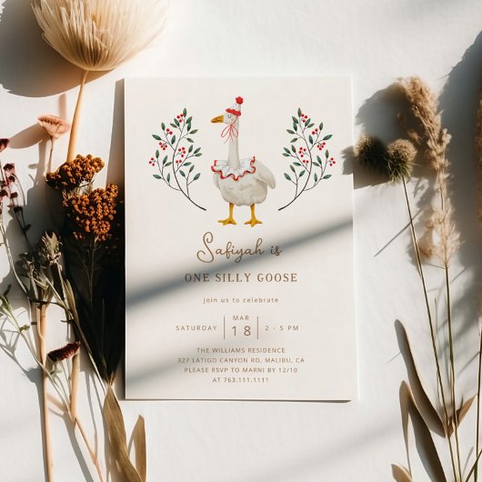 Invitation ONE Silly Goose Première fête d'anniversaire