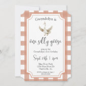 Invitation "One Silly Goose" Soignée rose Premier anniversair (Devant)