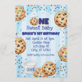 Invitation One Sweet Baby, blue cookie 1st birthday (Devant)