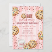 Invitation One Sweet Baby, Pink Cookie 1st birthday (Devant)