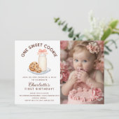 Invitation One Sweet Cookie Photo Girl Premier anniversaire (Debout devant)
