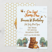 Invitation One Sweet Honey Bear, 1st Birthday (Devant / Derrière)