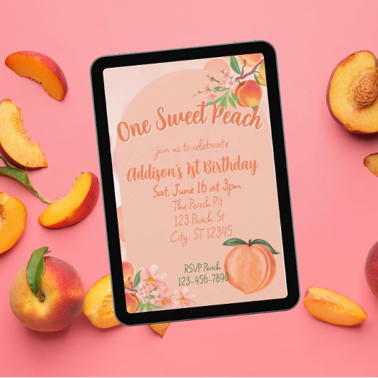 Invitation One Sweet Peach, 1st Birthday