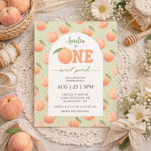 Invitation One Sweet Peach First Birthday Party