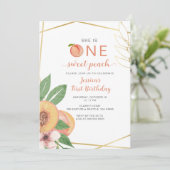 Invitation One Sweet Peach First Birthday photo (Debout devant)