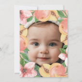 Invitation One Sweet Peach First Birthday photo (Dos)