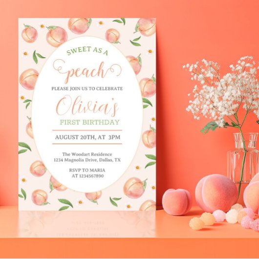 Invitation One Sweet Peach Girl 1er anniversaire