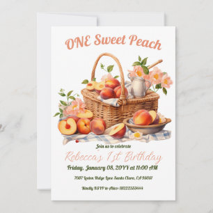 Invitation One Sweet Peach Girl Pique-nique d'été 1er anniver