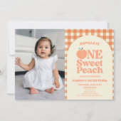 Invitation One Sweet Peach Photo 1er Anniversaire (Devant)