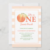 Invitation One Sweet Peach Stripes Girl Birthday (Devant)