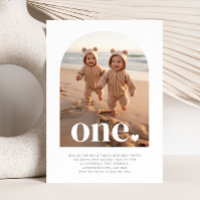 One Twin Girls - Heart Arched Photo First Birthday