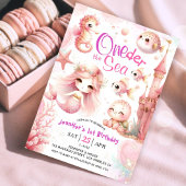 Invitation ONEder La Mer 1er Anniversaire Fille rose mignonne