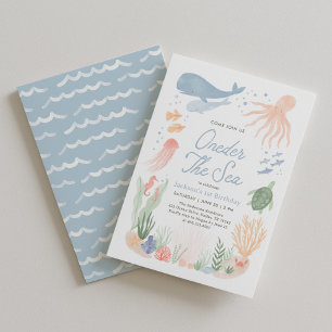 Invitation Oneder la Mer Animaux de l'Océan 1er Anniversaire