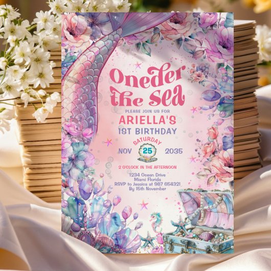 Invitation Oneder La Queue de Sirène Pailletée Fleur 