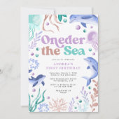 Invitation Oneder moderne Dolphin de mer Retro Premier annive (Devant)