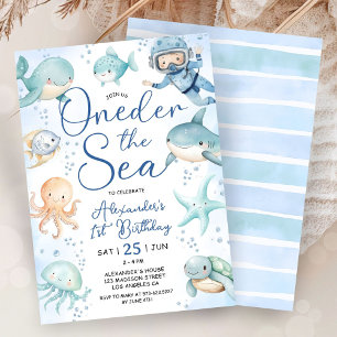 Invitation ONEder sous le garçon de la mer 1er anniversaire M
